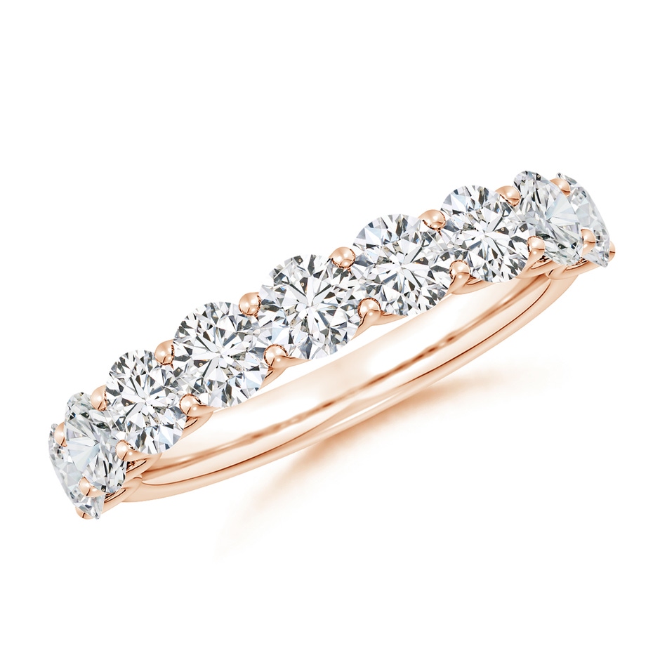 3.75mm HSI2 Shared Prong-Set Round Diamond Half Eternity Wedding Band in Rose Gold 