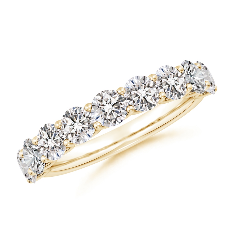 3.75mm IJI1I2 Shared Prong-Set Round Diamond Half Eternity Wedding Band in Yellow Gold 