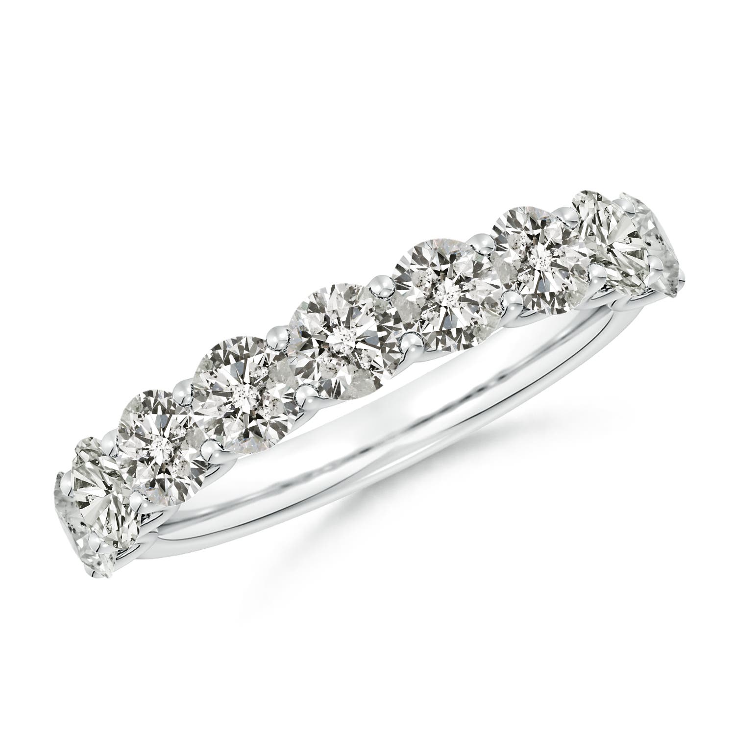 3.75mm KI3 Shared Prong-Set Round Diamond Half Eternity Wedding Band in 18CT White Gold