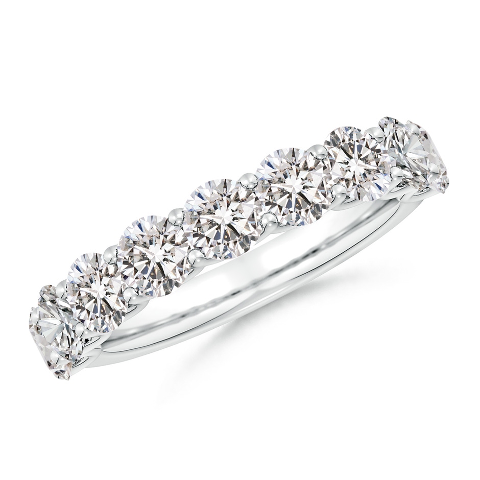 4mm IJI1I2 Shared Prong-Set Round Diamond Half Eternity Wedding Band in 18K White Gold 