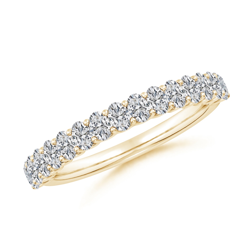 3x2mm HSI2 Shared Prong-Set Oval Diamond Half Eternity Wedding Band in Yellow Gold 