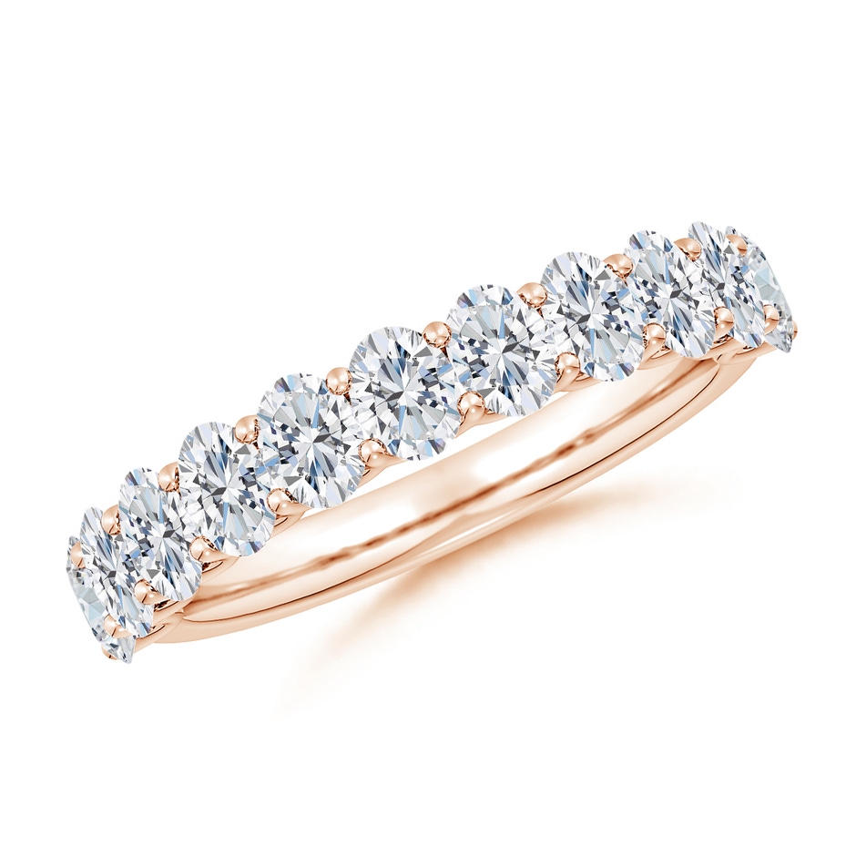 4x3mm GVS2 Shared Prong-Set Oval Diamond Half Eternity Wedding Band in Rose Gold 
