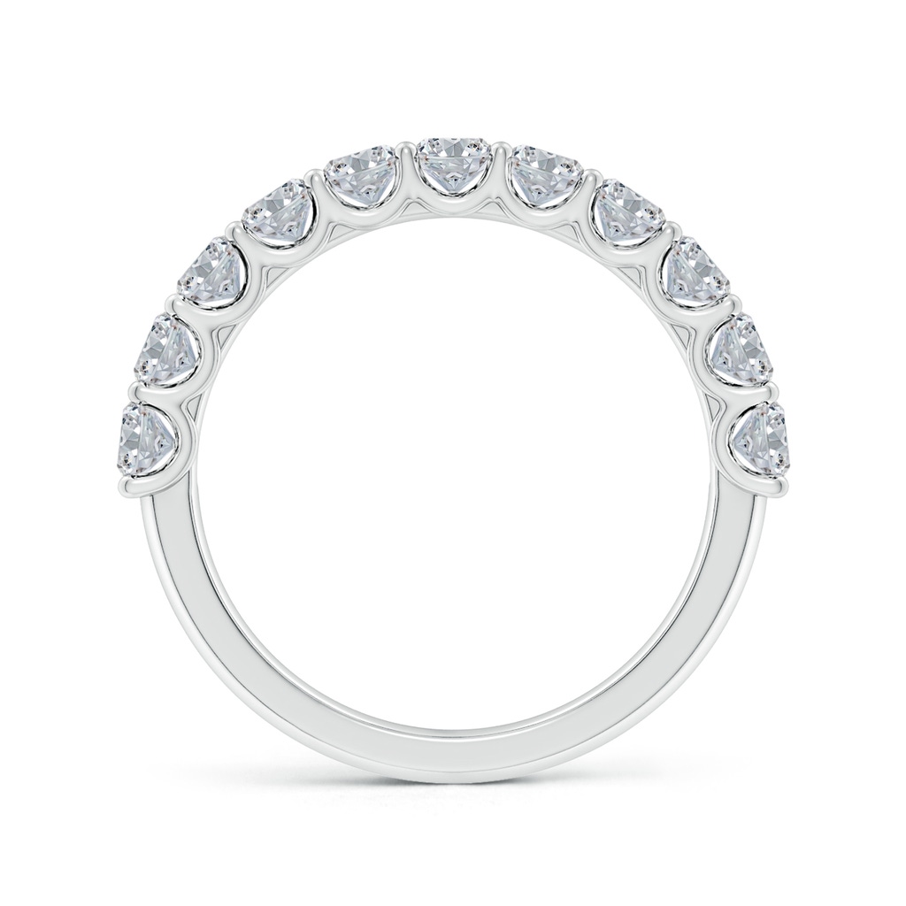 4x3mm HSI2 Shared Prong-Set Oval Diamond Half Eternity Wedding Band in White Gold - side 199