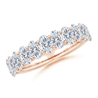 5x3mm GVS2 Shared Prong-Set Oval Diamond Half Eternity Wedding Band in Rose Gold