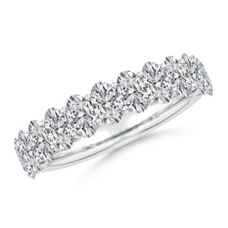 5x3mm HSI2 Shared Prong-Set Oval Diamond Half Eternity Wedding Band in P950 Platinum