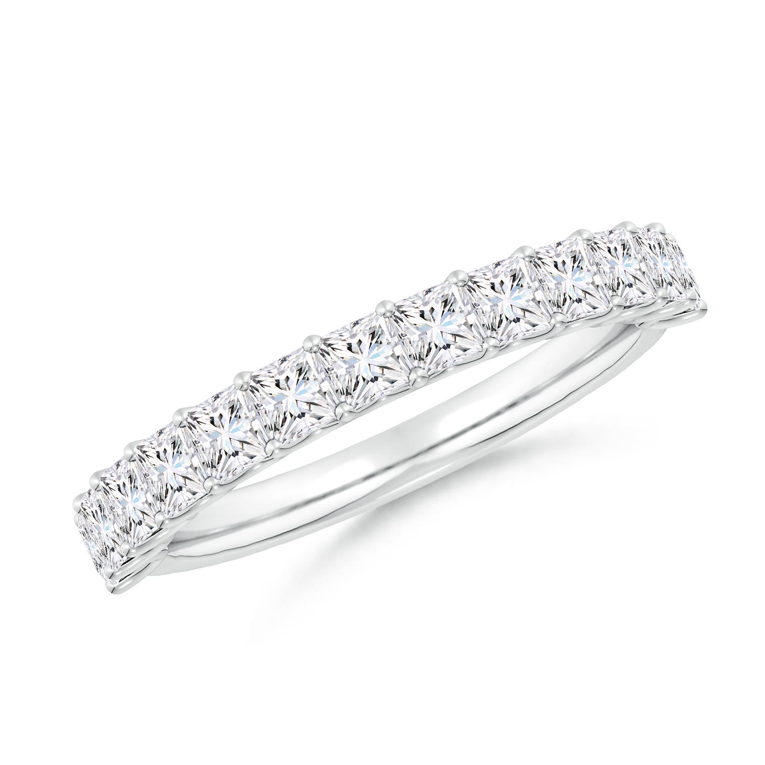 2.5mm GVS2 Shared Prong-Set Princess-Cut Diamond Half Eternity Wedding Band in 18K White Gold