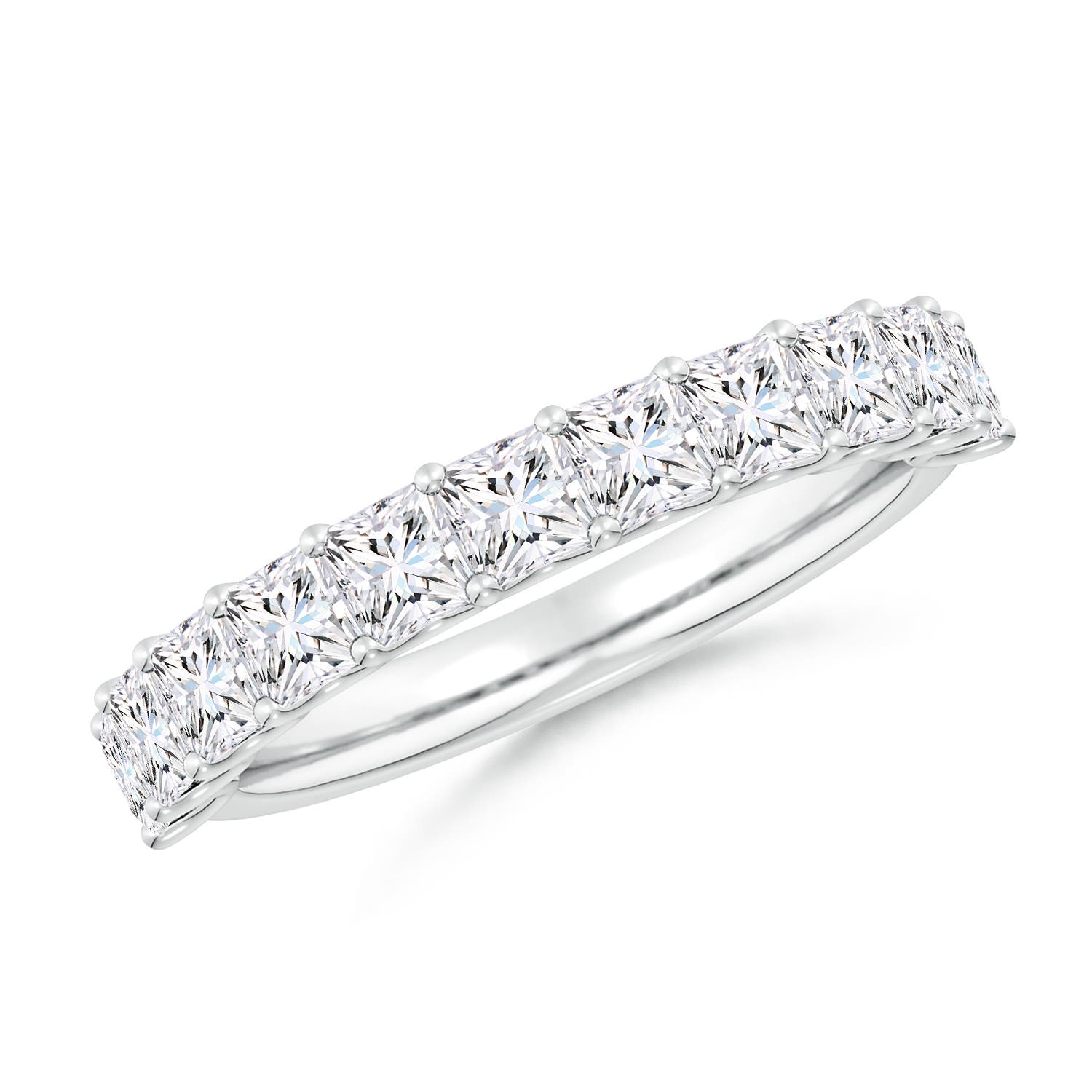 3mm GVS2 Shared Prong-Set Princess-Cut Diamond Half Eternity Wedding Band in S999 Silver