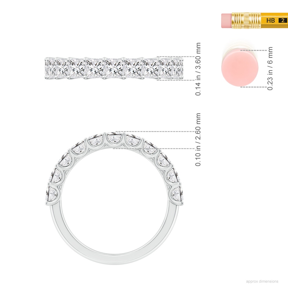 3mm HSI2 Shared Prong-Set Princess-Cut Diamond Half Eternity Wedding Band in P950 Platinum ruler