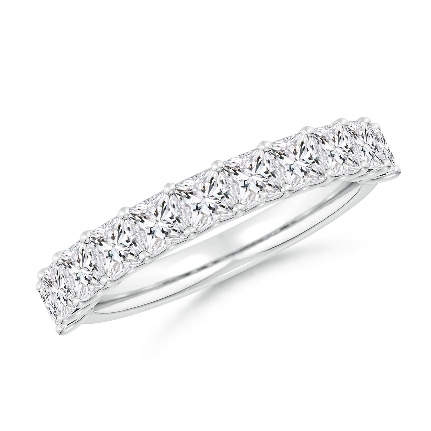 Shared Prong Set Princess Cut Diamond Half Eternity Wedding Band 1225