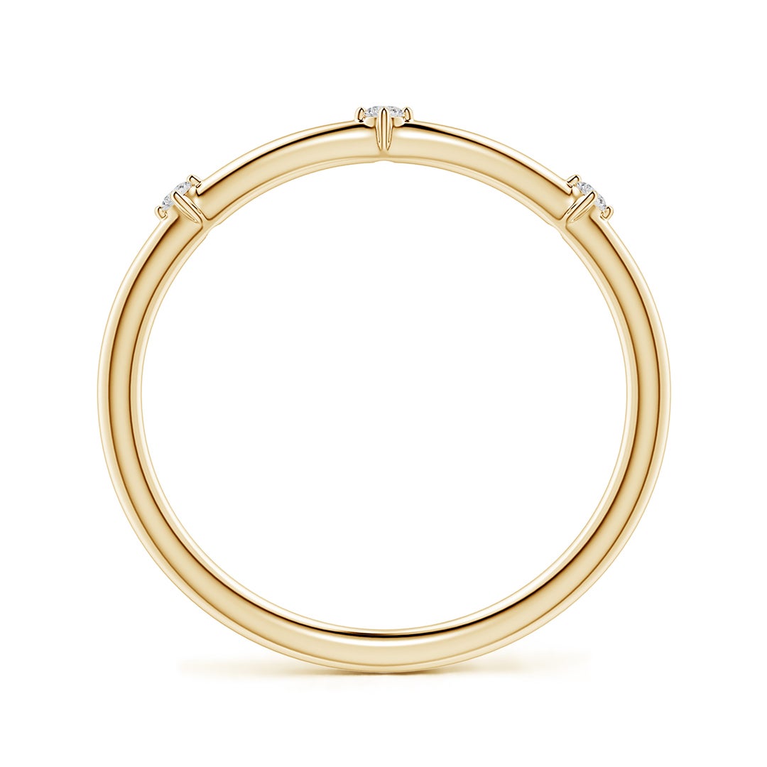 1.5mm HSI2 Round Diamond Three-Stone Station Ring in Yellow Gold - side 2