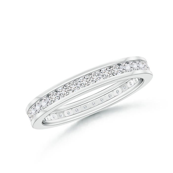 1.5mm HSI2 Channel Set Eternity Diamond Wedding Band in 60 White Gold
