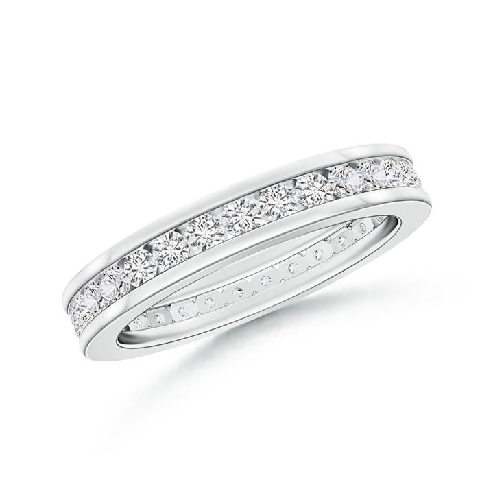 1.7mm HSI2 Channel Set Eternity Diamond Wedding Band in 55 White Gold