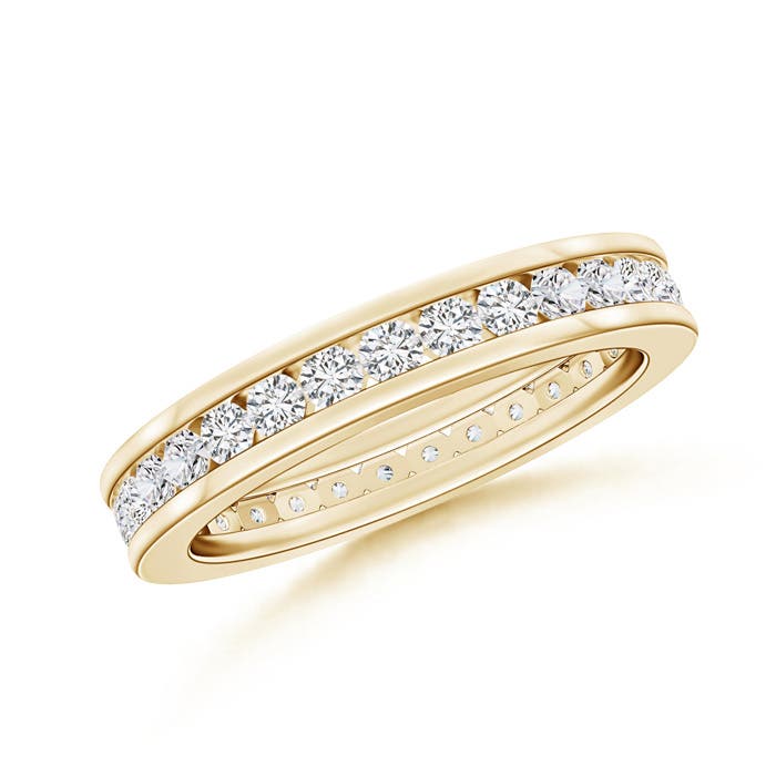 1.7mm HSI2 Channel Set Eternity Diamond Wedding Band in 55 Yellow Gold