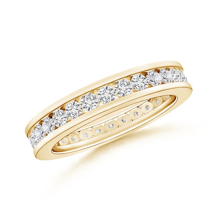 2mm HSI2 Channel Set Eternity Diamond Wedding Band in 65 Yellow Gold