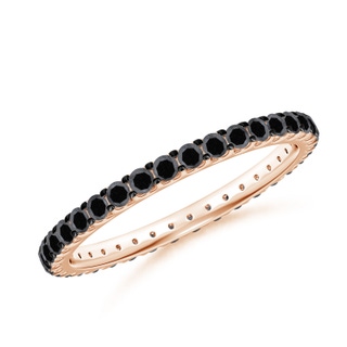 1.7mm A Prong Set Round Black Diamond Eternity Wedding Band in 60 Rose Gold