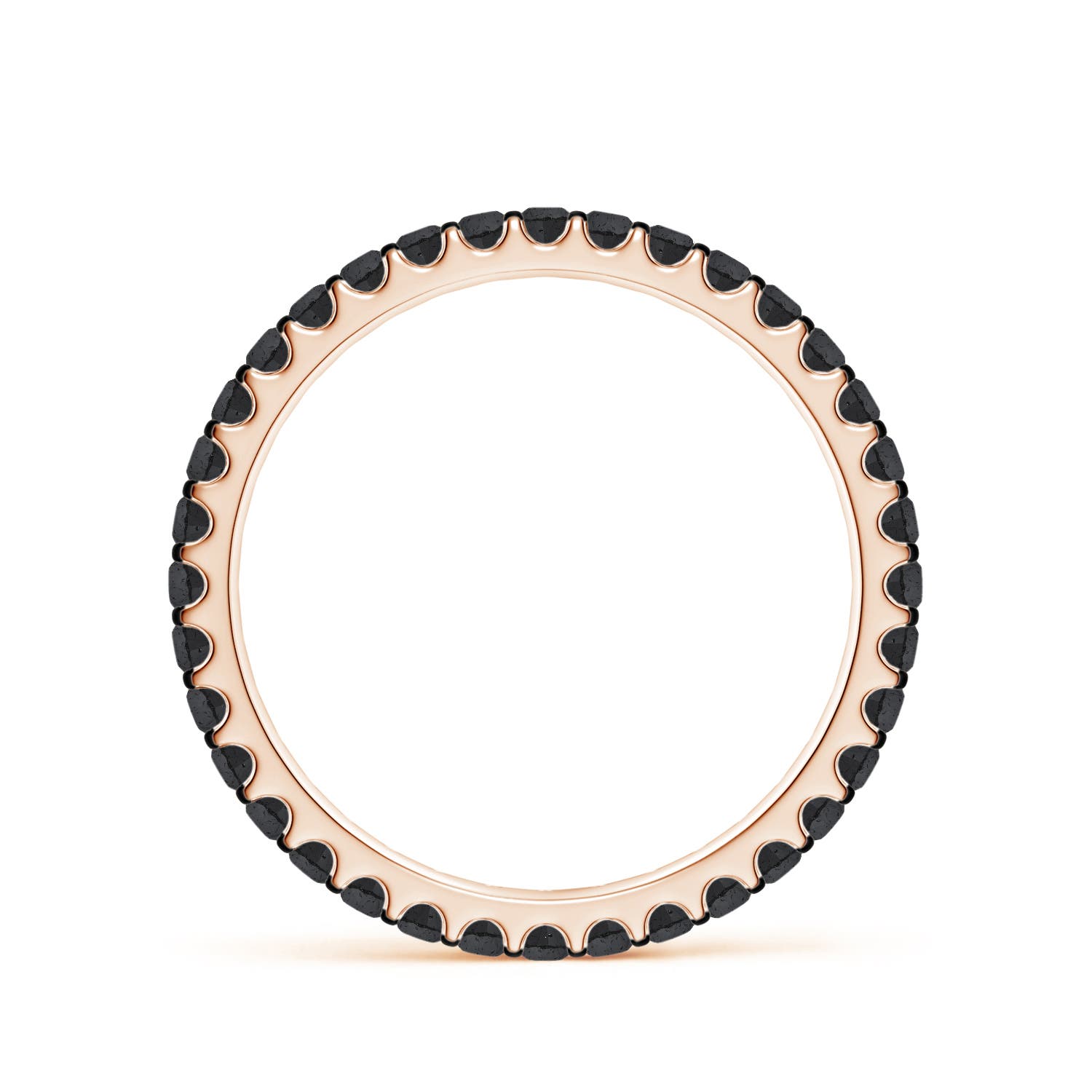 1.7mm A Prong Set Round Black Diamond Eternity Wedding Band in 60 Rose Gold - side 2