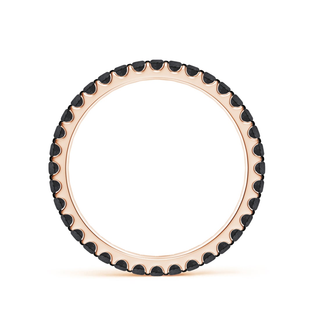 1.7mm A Prong Set Round Black Diamond Eternity Wedding Band in 60 Rose Gold - side 2