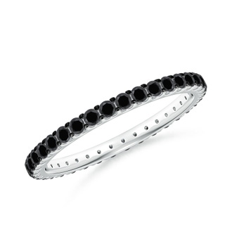 1.7mm AA Prong Set Round Black Diamond Eternity Wedding Band in 55 P950 Platinum