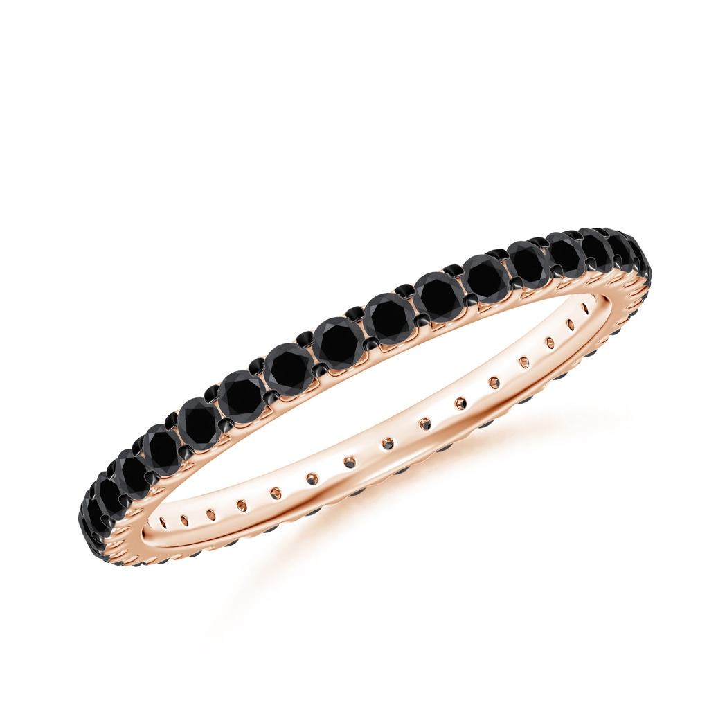 1.7mm AA Prong Set Round Black Diamond Eternity Wedding Band in 55 Rose Gold