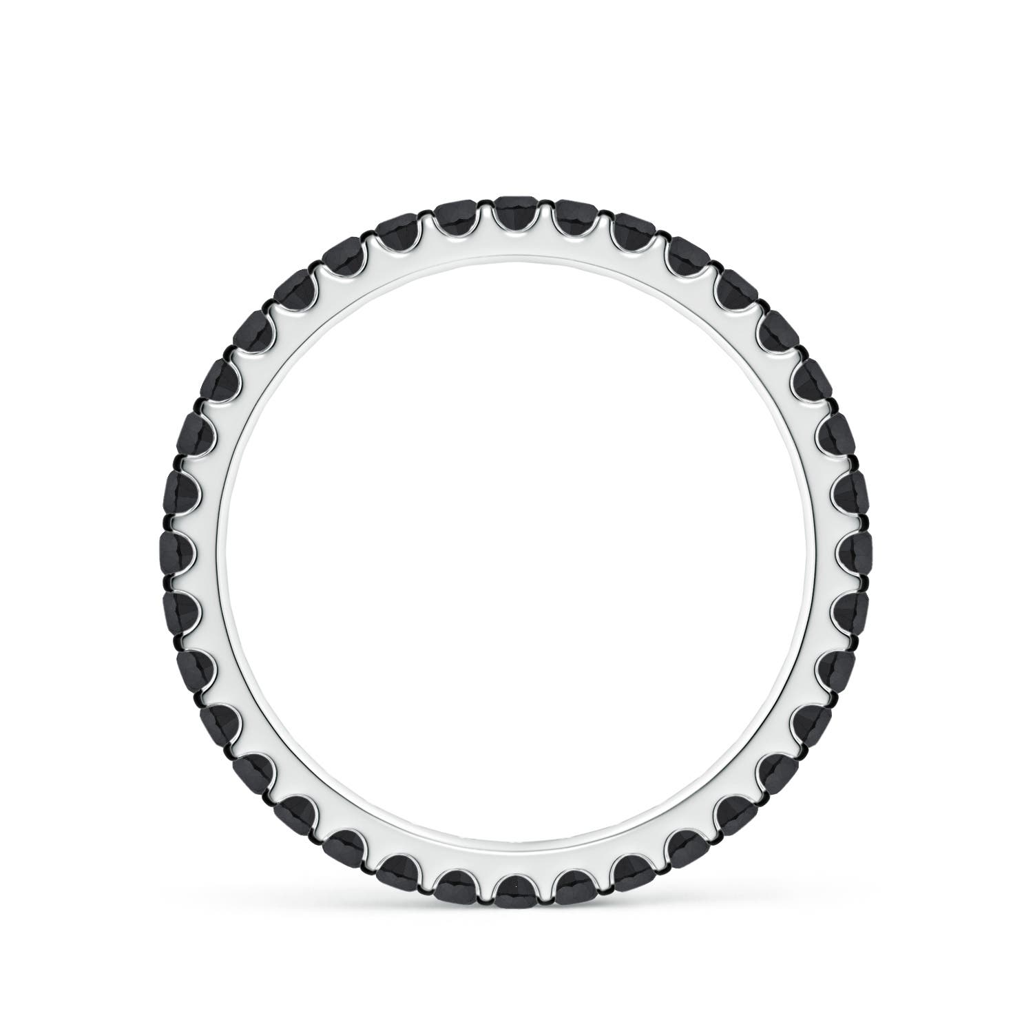 1.7mm AA Prong Set Round Black Diamond Eternity Wedding Band in 55 White Gold