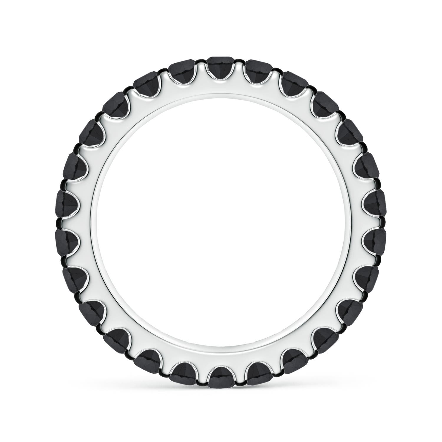 2.8mm AA Prong Set Round Black Diamond Eternity Wedding Band in 55 White Gold
