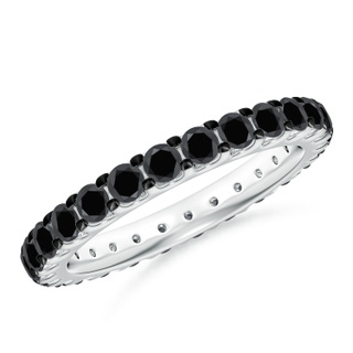 2.8mm AA Prong Set Round Black Diamond Eternity Wedding Band in 60 P950 Platinum