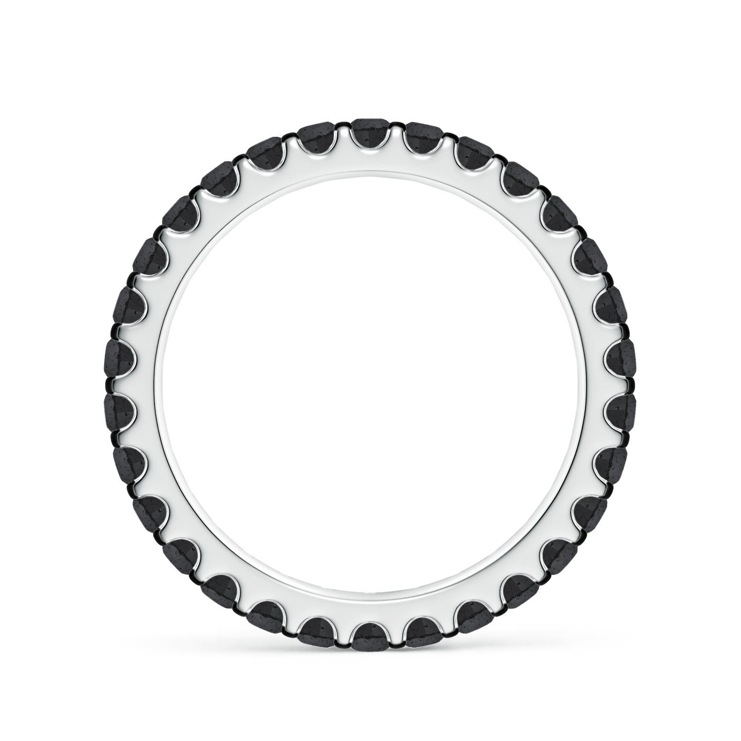2mm A Prong Set Round Black Diamond Eternity Wedding Band in 55 White Gold