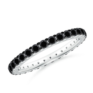 2mm AA Prong Set Round Black Diamond Eternity Wedding Band in 60 P950 Platinum