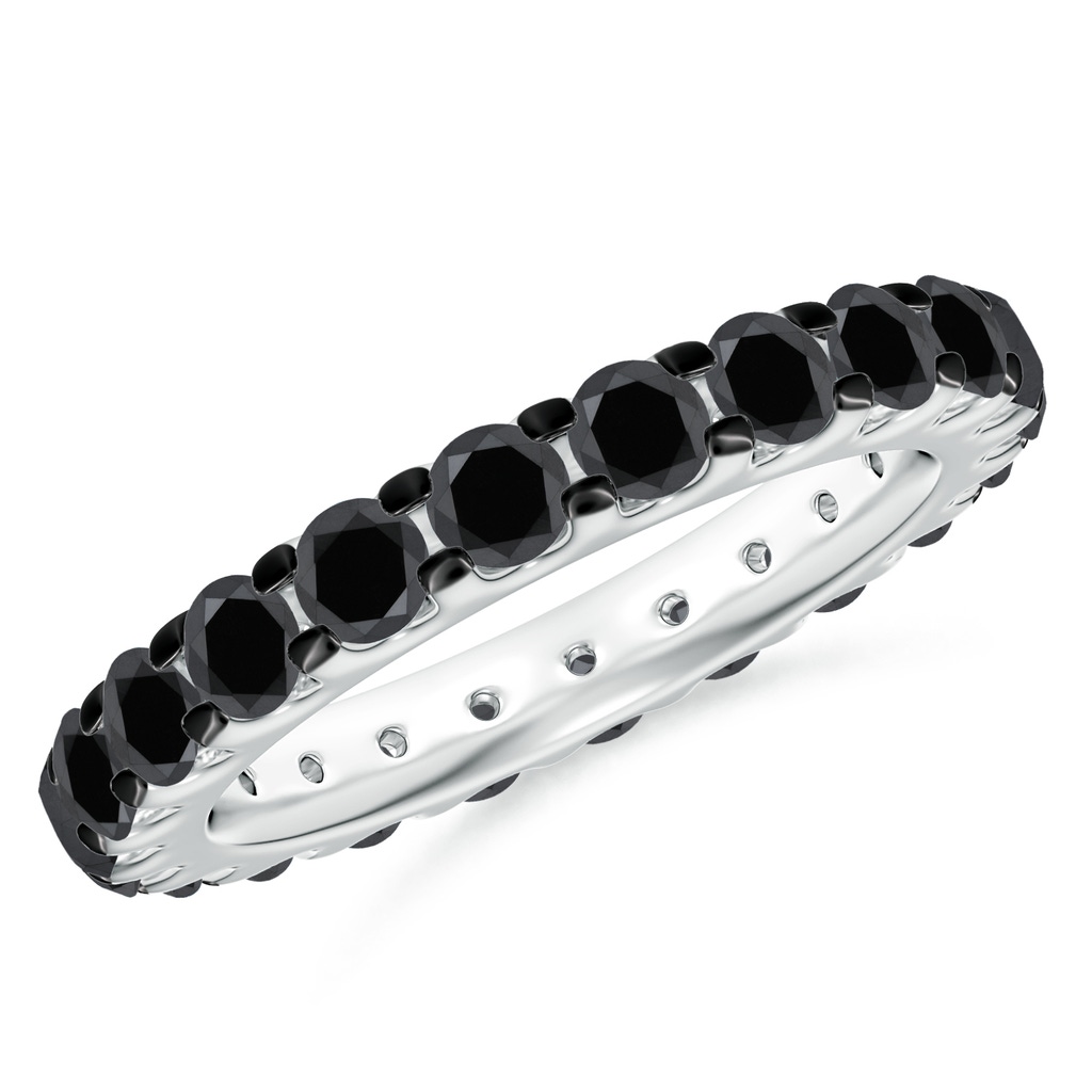 3.3mm AA Prong Set Round Black Diamond Eternity Wedding Band in 75 P950 Platinum