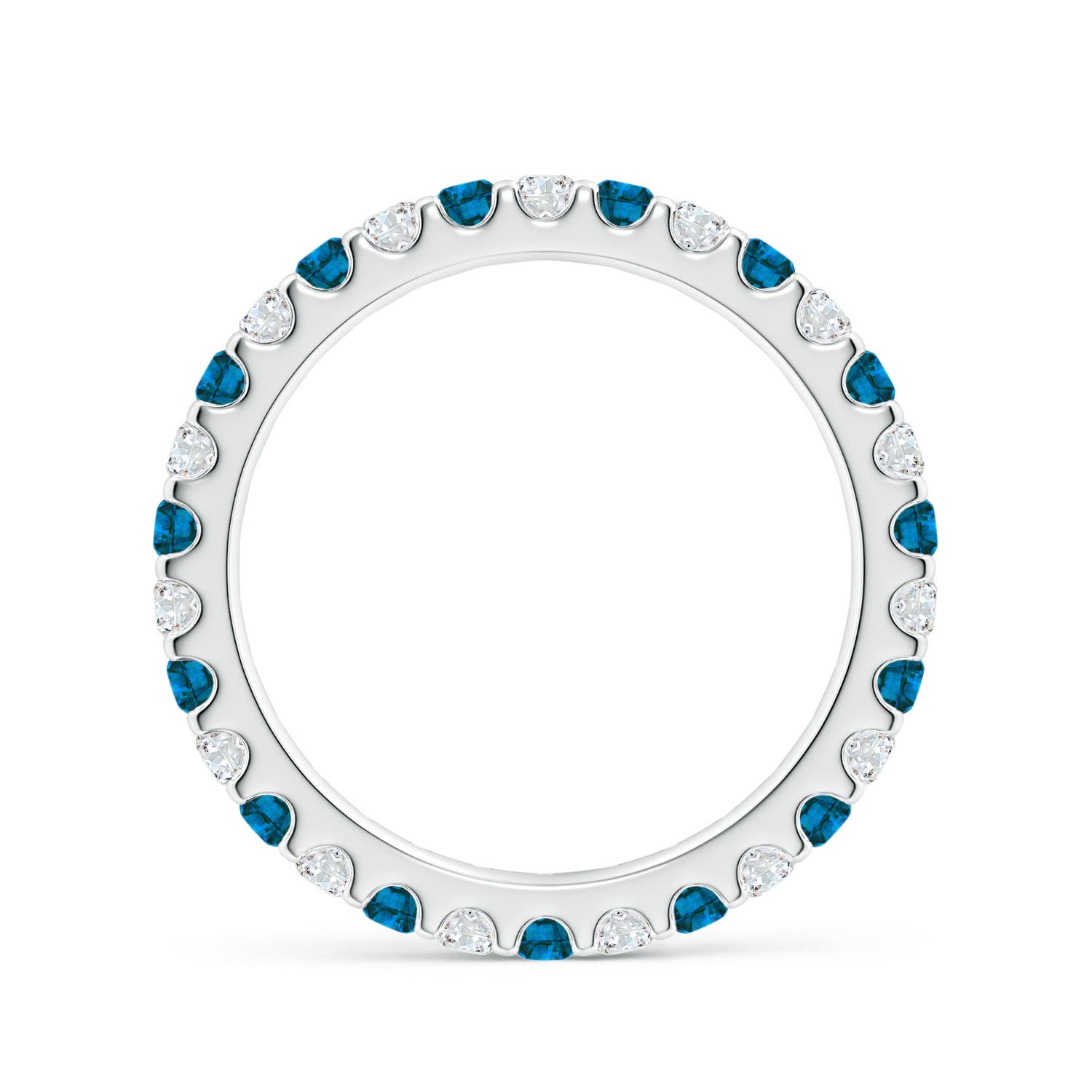 2mm AAA Shared Prong-Set White and Blue Diamond Eternity Band in 60 White Gold - side 2
