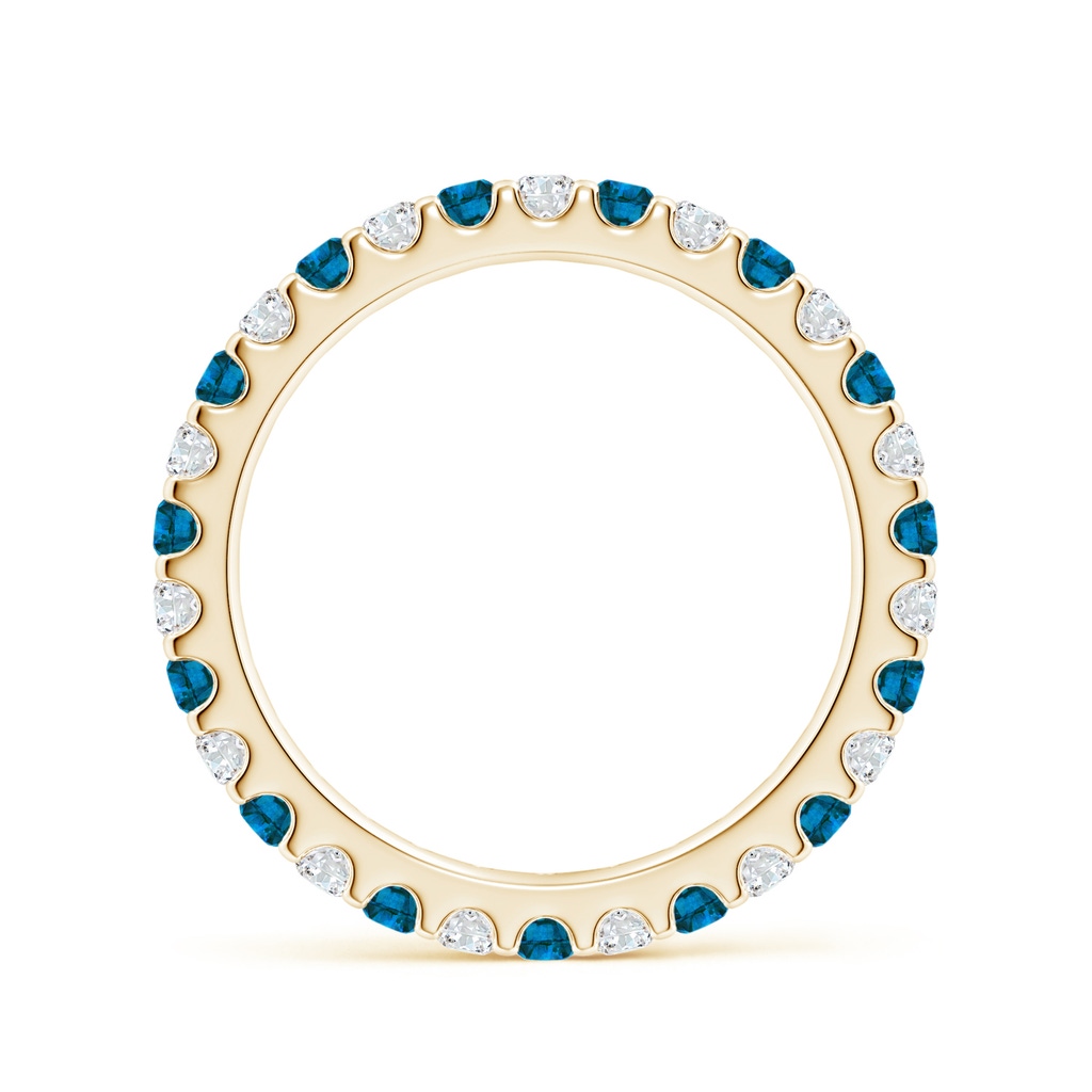 2mm AAA Shared Prong-Set White and Blue Diamond Eternity Band in 60 Yellow Gold - side_1