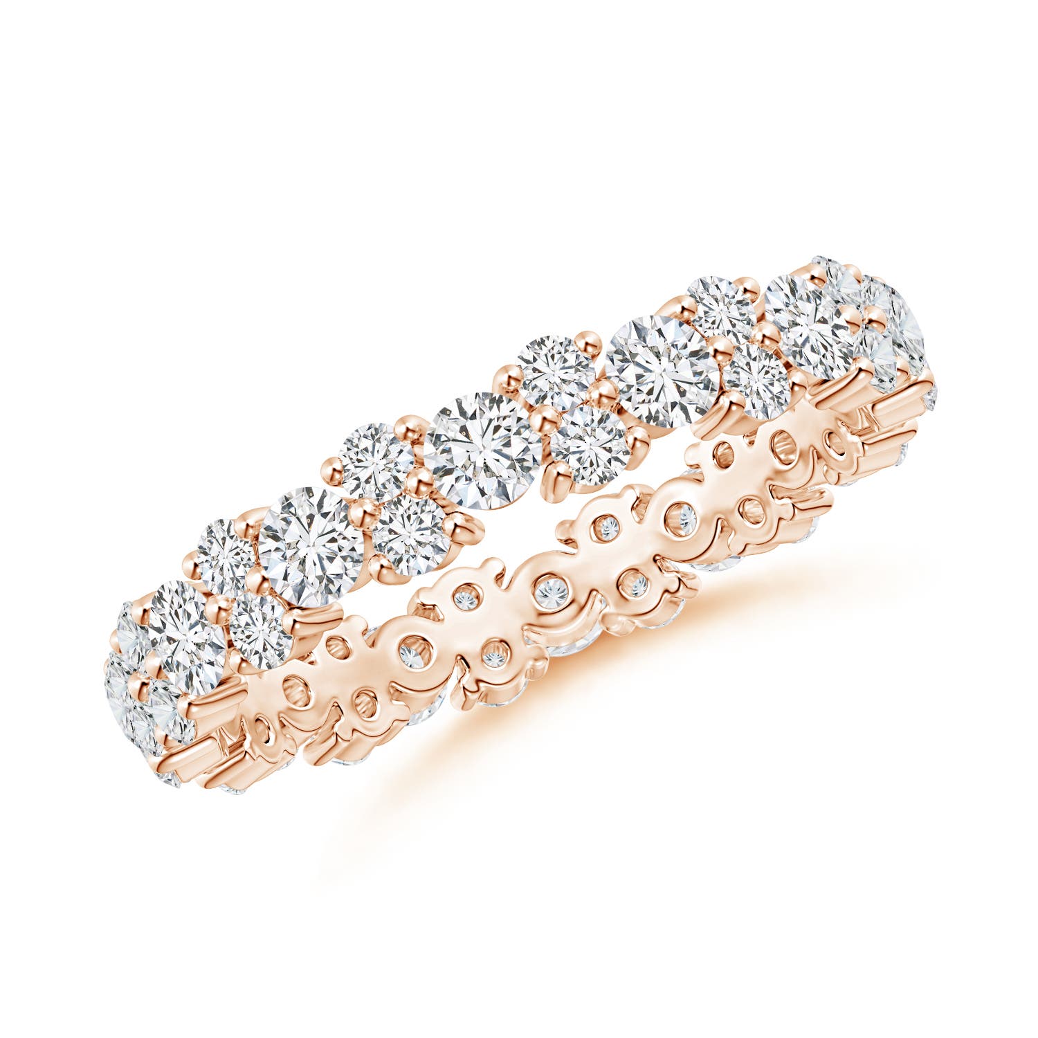 2.4mm HSI2 Garland Round Diamond Eternity Wedding Band in 55 Rose Gold