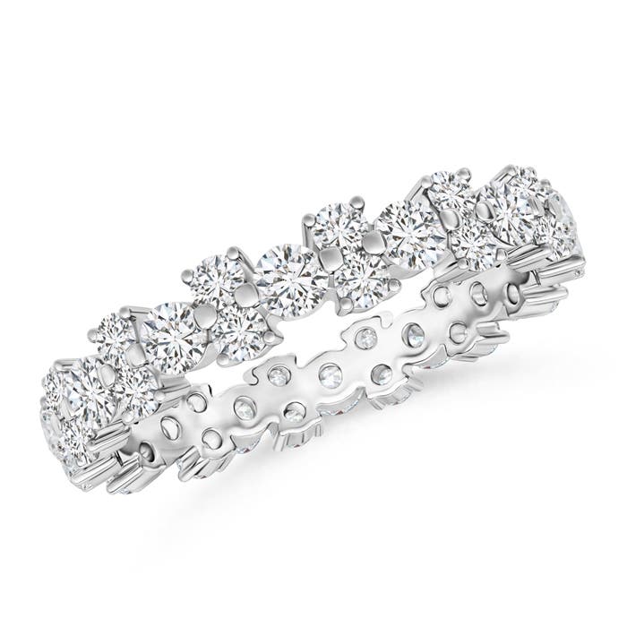 2.4mm HSI2 Garland Round Diamond Eternity Wedding Band in 55 White Gold
