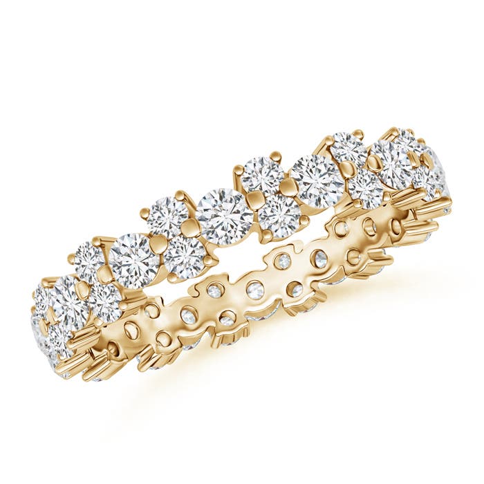 2.4mm HSI2 Garland Round Diamond Eternity Wedding Band in 55 Yellow Gold