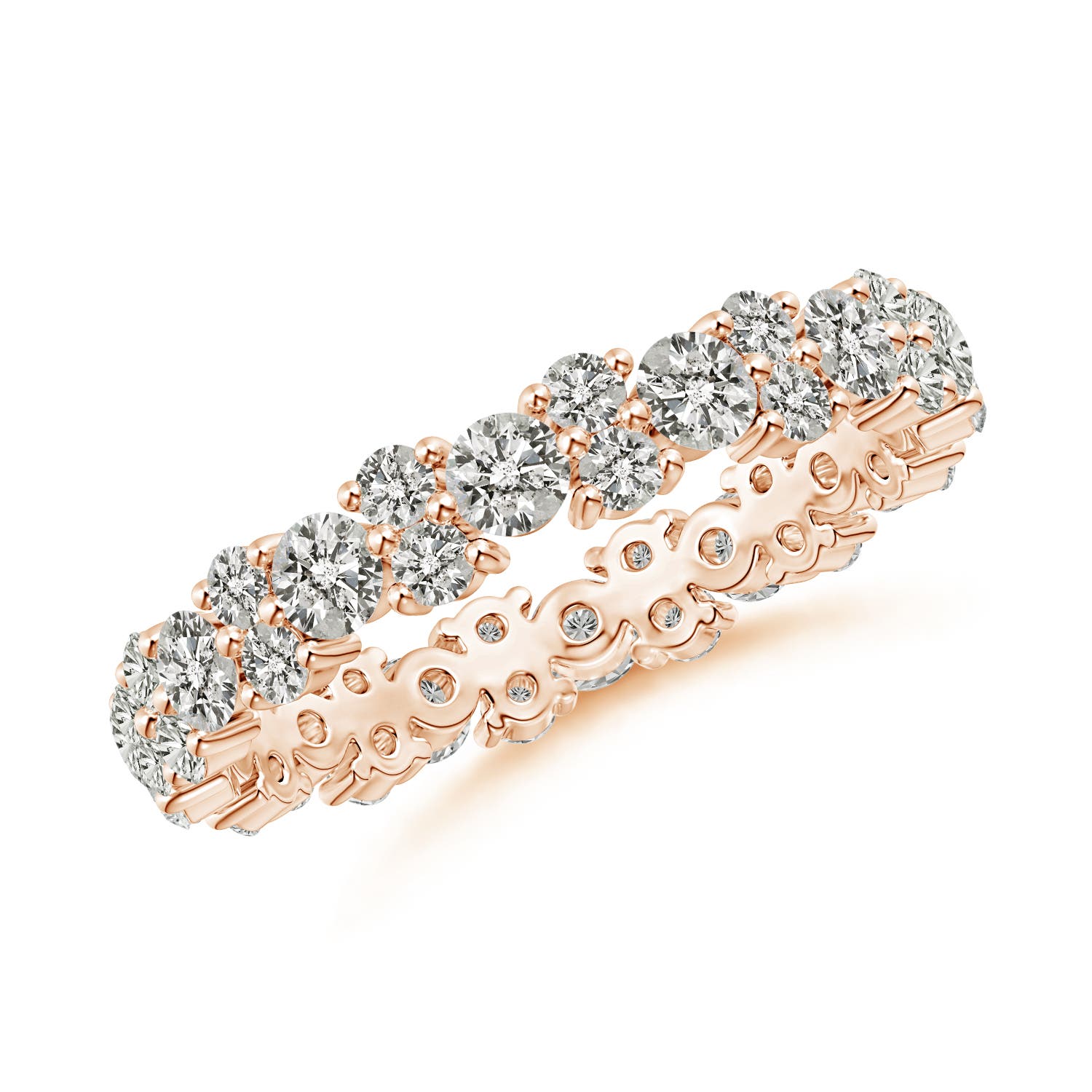 2.4mm KI3 Garland Round Diamond Eternity Wedding Band in 55 Rose Gold