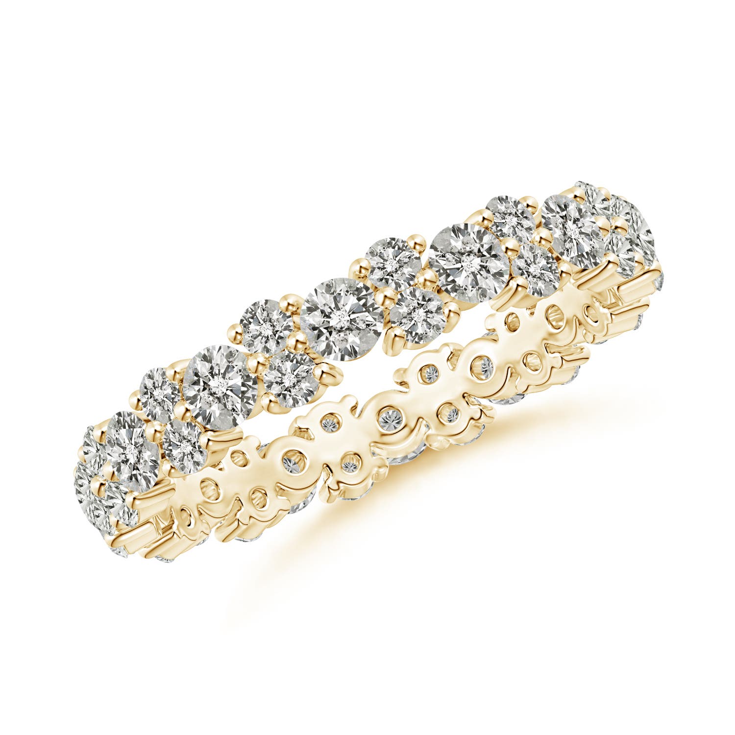 2.4mm KI3 Garland Round Diamond Eternity Wedding Band in 70 Yellow Gold