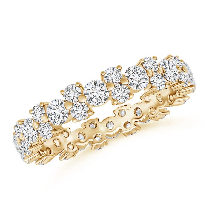 2.6mm HSI2 Garland Round Diamond Eternity Wedding Band in 60 Yellow Gold