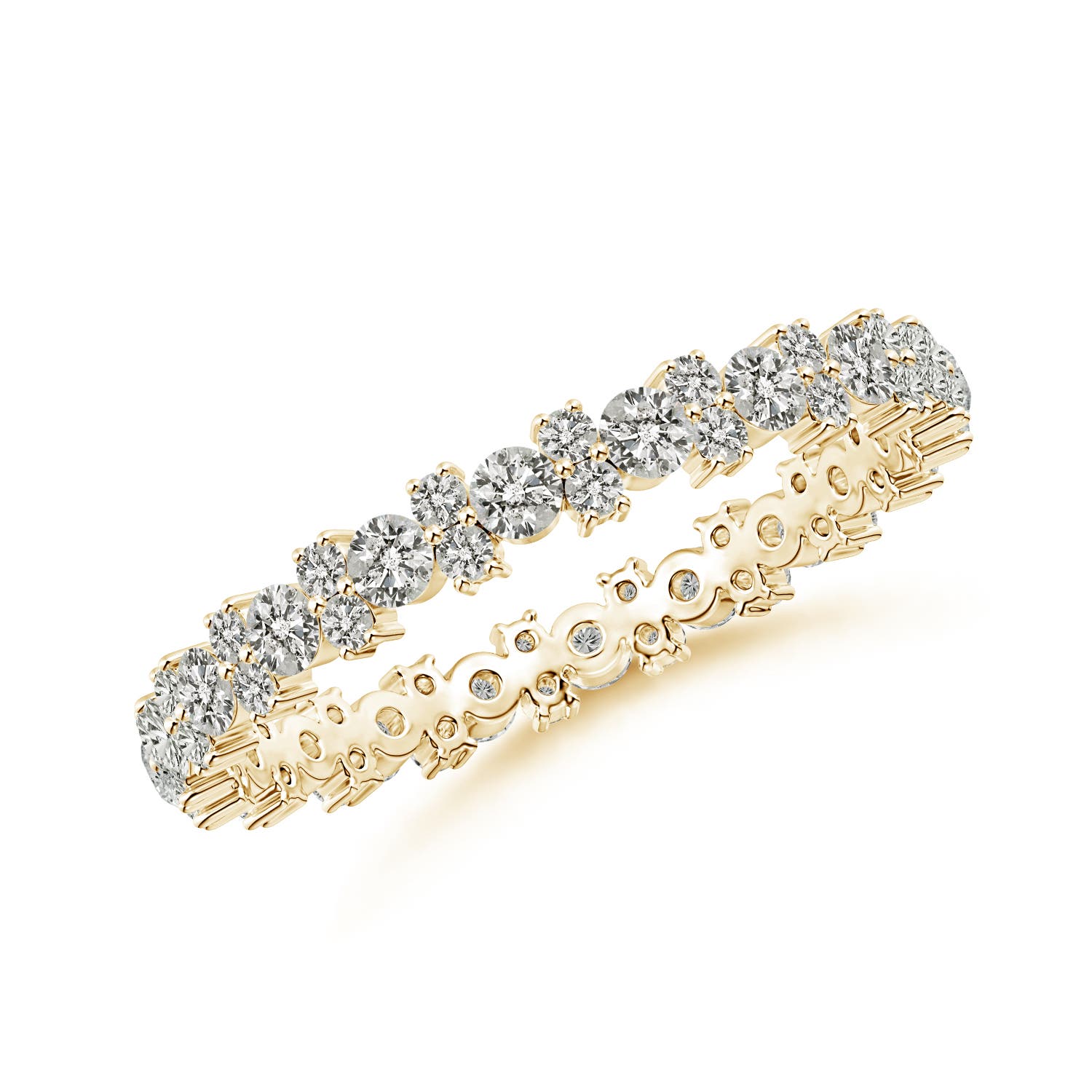 2mm KI3 Garland Round Diamond Eternity Wedding Band in 55 Yellow Gold