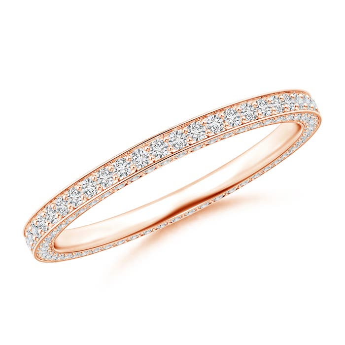 1.1mm HSI2 Trio Pavé Diamond Eternity Wedding Band in 55 Rose Gold