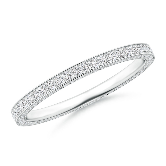 1.1mm HSI2 Trio Pavé Diamond Eternity Wedding Band in 55 White Gold 