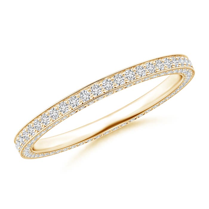 1.1mm HSI2 Trio Pavé Diamond Eternity Wedding Band in 55 Yellow Gold