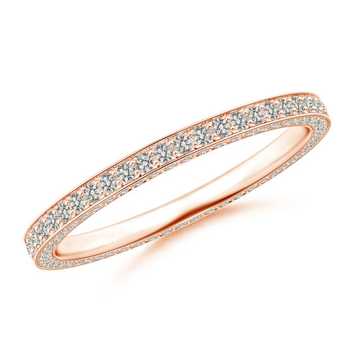 1.1mm KI3 Trio Pavé Diamond Eternity Wedding Band in 55 Rose Gold