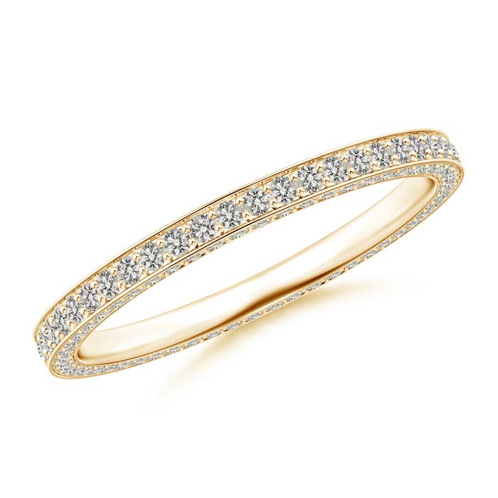 1.1mm KI3 Trio Pavé Diamond Eternity Wedding Band in 55 Yellow Gold