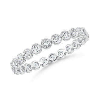 1.4mm GVS2 Milgrain Bezel-Set Diamond Eternity Wedding Band in 55 White Gold