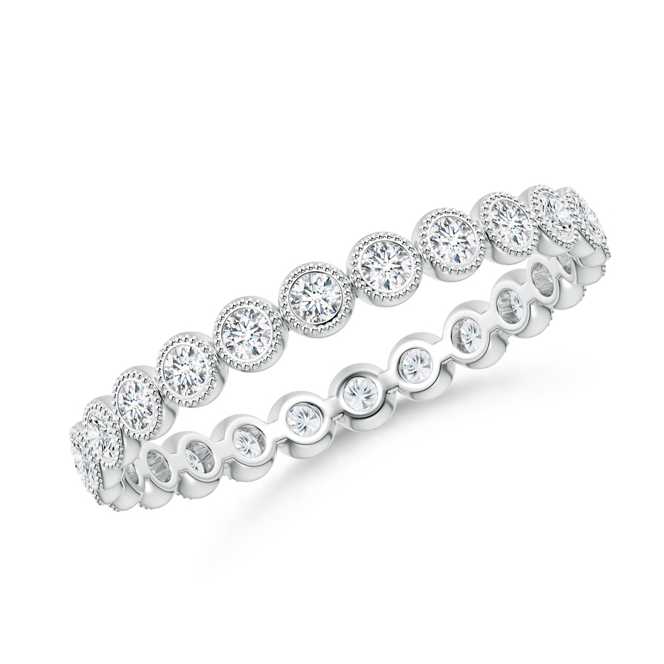 1.4mm GVS2 Milgrain Bezel-Set Diamond Eternity Wedding Band in 55 White Gold 