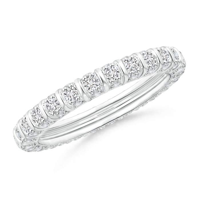 1.7mm HSI2 Bar Ridge Three-Sided Diamond Eternity Wedding Band in 65 White Gold 