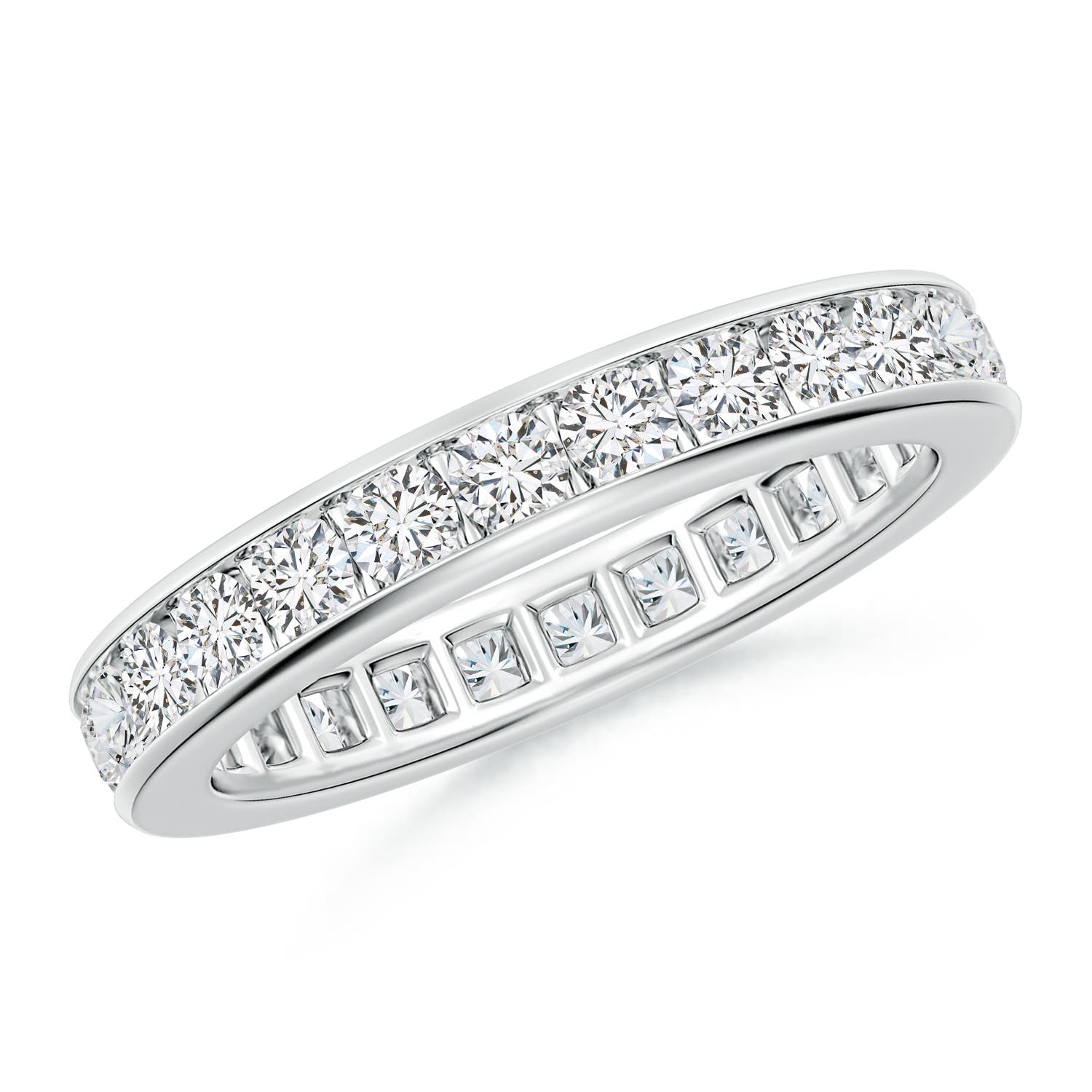 Angara 1.05 Carats Channel-Set Diamond Eternity Wedding Band Ring in 14K White Gold | Channel Set K, i3 Grade 2mm Diamond