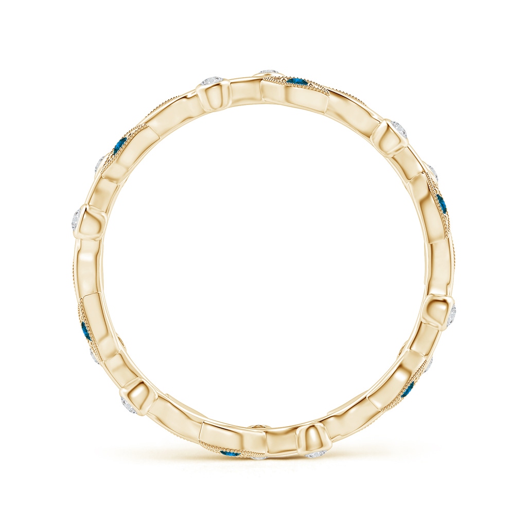 1.3mm AAA Blue Diamond Vine and Leaf Eternity Band in 70 Yellow Gold Side 1