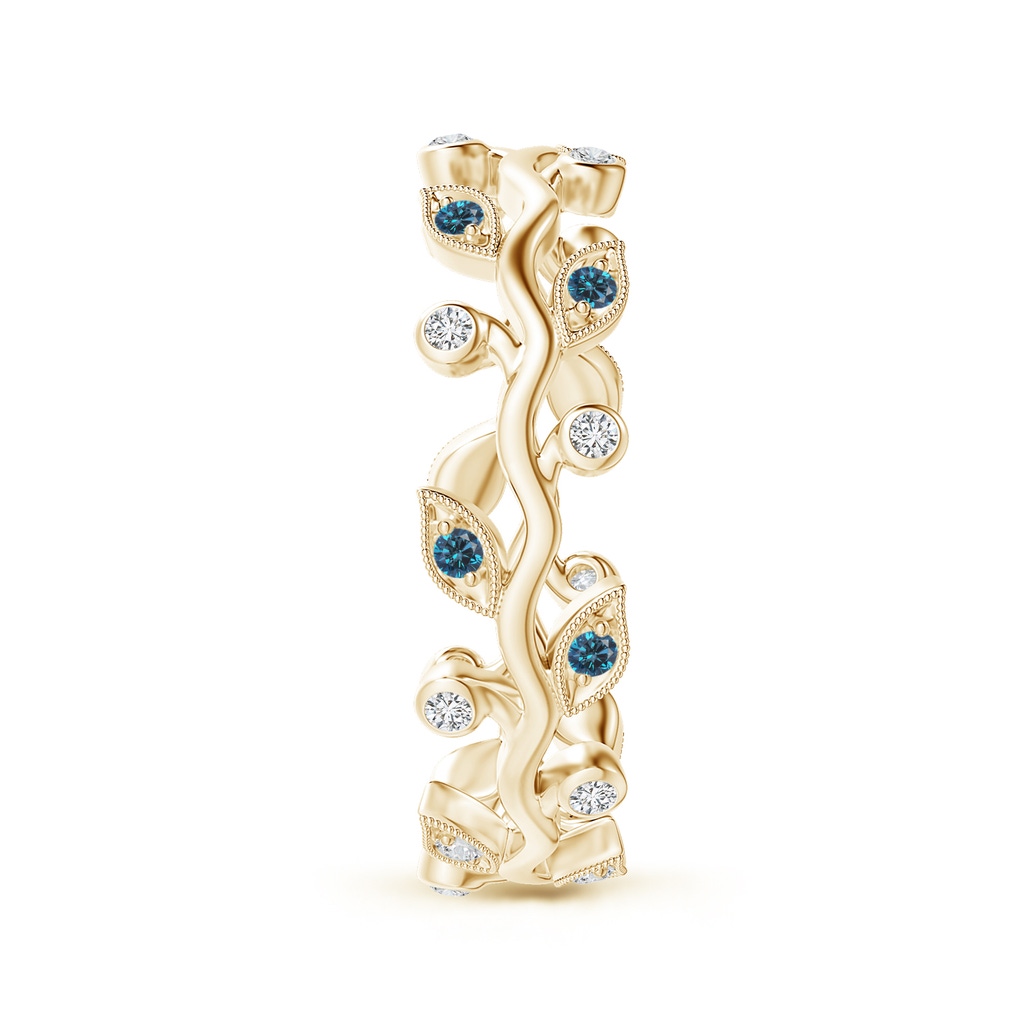 1.3mm AAA Blue Diamond Vine and Leaf Eternity Band in 70 Yellow Gold Side 2