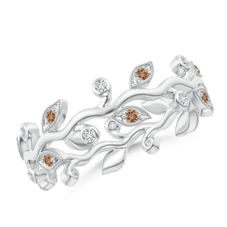1.3mm AAA Coffee Diamond Vine and Leaf Eternity Band in 55 9K White Gold
